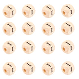 KISSITTY 100pcs Letter I Wood Beads for Key Chains Cube Wooden Beads 10mm Large Hole Natural Square Alphabet Wooden Loose Beads