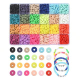Echoed Elegance 24 Colors 3600 Pcs Clay Beads Kit for Bracelets Making, Flat Round Polymer Spacer heishi Clay Beads for Craft an
