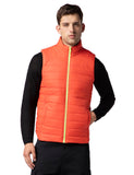 Fyltr Men'S Sleeveless Puffer Jacket With Neon Trims - Stand Collar | Full Zipper | Side Pockets | Shaped Hem,Tangerine Blaze,Tangerine Blaze,S