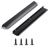 Satanga Edge Black Finger Pulls for cabinets Kitchen Invisible Hardware Concealed Drawer Pull Aluminum Flat Hidden Door Long Han