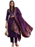 Anni Designer Women'S Rayon Blend Straight Embroidered Kurta With Pant & Dupatta (Manushi Begani-Vks03_M_Begani_Medium),Begani,M