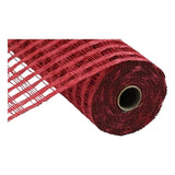 Poly Burlap Check Deco Mesh, Cranberry Red -10 Inches x 10 Yards