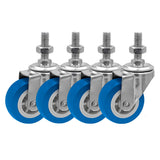 FactorDuty 2 Inch BLUE Caster Wheel 3/8-1.2 Threaded Stem Mount Caster Wheel Polyurethane Wheels Premium Non Marking No Noise 65