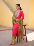 Anni Designer Women'S Rayon Blend Embroidered Straight Kurta With Pant & Dupatta (Dhaya Pink_Xl_Pink_X-Large),Pink,XL,,,