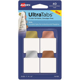 Avery 74785 Ultra Tabs Repositionable Tabs, 1 x 1.5, Assorted Metallic, 40/PK
