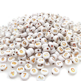 500+ Pieces 4x7mm White Round Acrylic Number Beads 0-9 Mixed Plastic Shape Loose Beads for Jewelry Making Bracelets Necklaces Ke