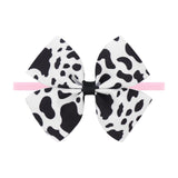 ONENINEDREAM Cow Print Baby Hair Bow for Girls Cowgirl Accessories Newborn Infant Toddler Babies Girl Headbands Black and White
