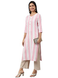 Anni Designer Women'S Cotton Blend Straight Printed Kurta (Ashwini Pink_Xxl_Pink_Xx-Large),Pink,2XL