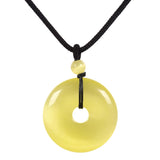 Justinstones Synthetic Yellow Cat's Eye Glass Gemstone 30mm Donut Beads Reiki Chakra Pendant Necklace Jewelry 22 Inches