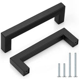 Probrico (25 Pack) Matte Black Square Cabinet Handles 4 Inch(102mm) Hole Center Stainless Steel Drawer Pulls Modern Cabinet Hard