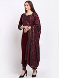 Gosriki Women'S Cotton Straight Kurta With Pant & Dupatta (Chhavi-Wine_L-Go_Purple_Large),Purple,,B09NVNHRP9