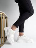 Shoetopia Quilted Detail Lace-Up Sneakers For Women & Girls/A-36/White/Uk4,White,4,B0BRVCNHGW