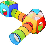 NUBUNI 4 in 1: Play Tent With Crawling Tunnel, Partial Ball Pit, and Playhouse - Children 's Baby Tent With Bag, Multi-Coloured