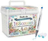 Shuttle Art 168 Pcs Dual Tip WaterBased Paint Markers Set with Carrying Case, Vibrant Opaque Paint Pens for Rock Painting, Canv