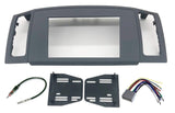 Custom Install Parts Double Din Navigation Stereo Bezel Dash Install Kit with Standard Wiring Harness and Antenna Adapter - Grey