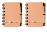 Worison 2Pc Pack Spiral Notebook With Pen And Sticky Lined Notes Page Markers, Kraft Paper Cover Notepad 7 X 5 Inch Size