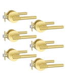 Asidrama 6 Pack Passage Gold Door Knob with Lock, Brushed Gold Door Handles Interior for Bedroom or Bathroom, Heavy Duty Door Le