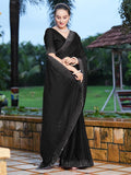 Satrani Womens Pure Georgette Saree (3186S136N_Black)