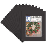 Golden State Art, Pack of 10, 16x20 Classic Black Picture Mats with White Core Bevel Edge for 11x14 Pictures - 4 Ply Thickness