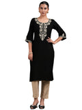 Libas Women'S Viscose Rayon Yoke Design Straight Kurta (29245 Black