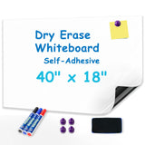 YOUNGJQ Whiteboard Sticker 40 x 18 Self Adhesive Magnetic Dry Erase Board for Wall, Peel and Stick White Board Wallpaper with St