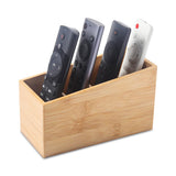 Bamboo Wood Pens Pencils Holder Cup for Desk Remote Control Holder, Caddy,Organizer,Desktop Storage with 4 Compartments,Multiuse