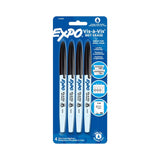 EXPO VisAVis WetErase Overhead Transparency Markers, Fine Point, Black, 4Count