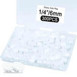 300Pcs 1/4 White Plastic Hole Plugs, White Hole Plugs Hardware Plugs for Round Holes, Knockout Plugs Screw Hole Plugs for Reserv