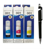 001 C/Y/M Bottle (Set of 3) T001 T001 for Selected Printer with 3in1 MultiFunction Creative Mobile Phone Stand, Stylus Pen, Ba