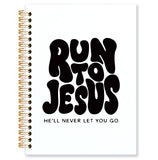 KRHFG Black Christian Spiral Notebook, Run to Jesus Bible Verse Journal, Religious Scripture Journals for Writing, Bible Noteboo