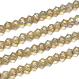 500pcs Czech Faceted Bicone Crystal 4mm (0.16 Inch) Small Glass Beads Spacer Bulk Gold Shimmer
