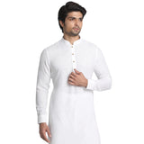 Manyavar Stylish Selfdesign Full Sleeves Kurta For Men - (White, Medium)