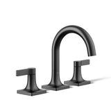 KOHLER K-28125-4-BL Venza Widespread Bathroom Sink Faucet, 3-Holes with Two Lever Handles and Clicker Drain, 1.2 GPM, Matte Blac