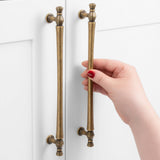 ASKANO 5 Pack 7-1/2 Inch Hole Centers, Antique Brass Cabinet Pulls Vintage Brass Cabinet Handles Brass Kitchen Hardware for Cabi