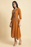 W For Woman Dark Yellow Printed Plus Size Godget Dress_23Few18159G-118737_4Xl