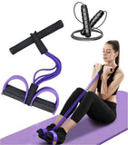 Pull Reducer Training Bands 4 Tubes+(1 Imported Skipping Rope Free) Yoga Pedal Puller Resistance Band, Natural Latex Tension Rop