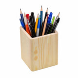 QUIRA Wooden Pen Stand Holder for Desk, Multipurpose Pencil Holder Organizer for Office Study Table, Natural Wood Desktop Statio