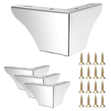 BSTKEY 4Pcs 8CM/3 Inch Modern Metal Furniture Sofa Cabinet Legs with Mounting Screws - DIY Replacement Legs Set for Furniture Ca
