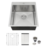 Logmey 18 Drop In Bar Sink Topmount 18x18 Inch Drop In Handmade Small Bar Sinks Stainless Steel 16 Gauge Single Bowl Kitchen Sin