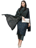 Anni Designer Women'S Cotton Blend Straight Printed Kurta With Pant & Dupatta (Vakula Green_S_Green_Small),Green,S