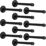 YCCO Industrial Pipe Shelf Brackets 10-Pack 14 Inch - Heavy Duty Black Iron for 8-14 Wood-Wall Mount Floating Shelves Kit with A
