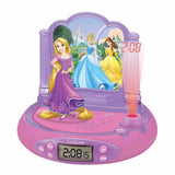 LEXiBOOK Disney Princess Rapunzel Projector Radio Clock, Built-in Night Light, time Projection onto The Ceiling, Sound Effects,
