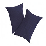 Snappsy 2 Pieces Matte Mini Travel Pillow Padded Checkered Velvet Pillow Curved Tapered, Navy Blue