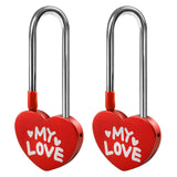 Gradleen 2 PCS Red 3.5 50mm Love Padlock Single Heart Lock,My-Love Metal Aluminum Padlock for Lovelock Bridge,Wedding & Annivers