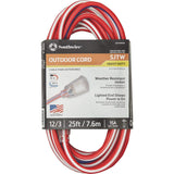 Southwire 2547SWUSA1 25-Feet; Contractor Grade; 12/3; Lighted End Red White and Blue; American Made Extension Cord; Indoor and O