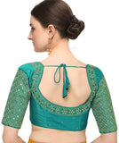 Pujia Mills Women'S Embroidery Handwork Sequence Work Necklace Design Readymade Blouse (Rama, 32)