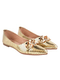 Shoetopia Stylish Pointed Toe Golden Bellies For Women & Girls-Eu37,Golden,4,B0BZPPZFBP