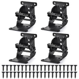 4 Pack Folding Brackets, Self-Locking Hinges with Screws & Non-Slip Pads, 500LB Capacity Adjustable Support for Table/Bed/Desk L