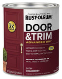 RustOleum 369385 Advanced Dry Door & Trim Paint, Quart, Satin Cranberry
