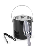 FINALITY Stainless Steel Double Walled Insulated Ice Bucket with Lid |Ice Tong || Ice Scoop, Capacity1.75ltr, Color Black, Kee
